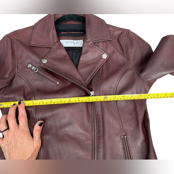 Andrew Marc New York Burgundy Leather Moto Jacket Sz M - Picture 3 of 9